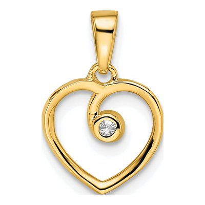 14K Yellow Gold Diamond Heart Pendant – view 5