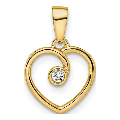 14K Yellow Gold Diamond Heart Pendant