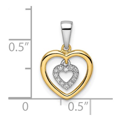 14K Two-Tone Gold Diamond Heart Dangle Pendant – view 4