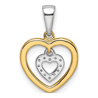 14K Two-Tone Gold Diamond Heart Dangle Pendant – view 5