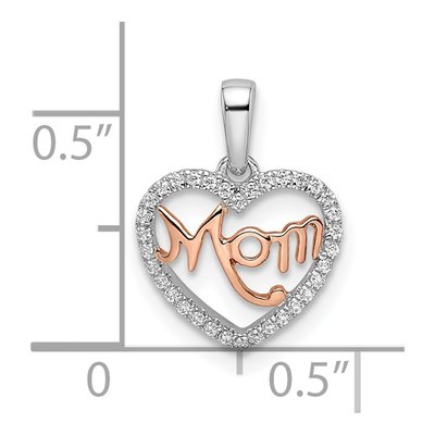 14K Two-Tone Gold 1/10 ct tw Diamond MOM Heart Pendant – view 3