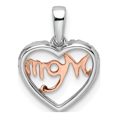 14K Two-Tone Gold 1/10 ct tw Diamond MOM Heart Pendant – view 4