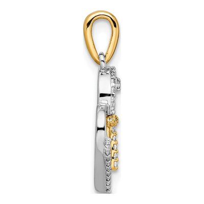 14K Two-Tone Gold 1/8 ct tw Diamond Heart Cross Pendant – view 2