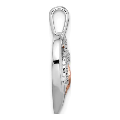 14K Two-Tone Gold Diamond Heartbeat Heart Pendant – view 3