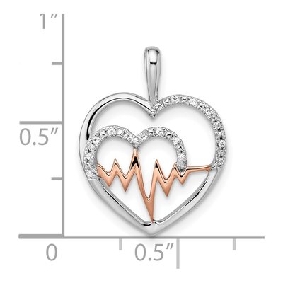 14K Two-Tone Gold Diamond Heartbeat Heart Pendant – view 4