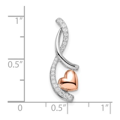 14K Two-Tone Gold 1/6 ct tw Diamond Heart Slide Pendant – view 5