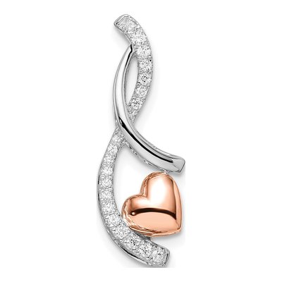14K Two-Tone Gold 1/6 ct tw Diamond Heart Slide Pendant