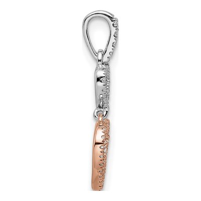 14K Two-Tone Gold 1/6 ct tw Diamond Hearts Dangle Pendant – view 2