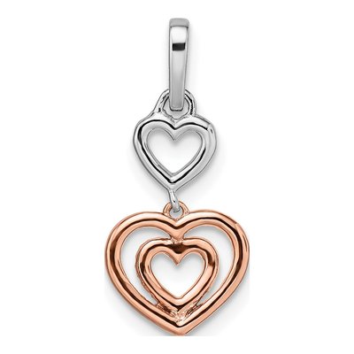14K Two-Tone Gold 1/6 ct tw Diamond Hearts Dangle Pendant – view 4