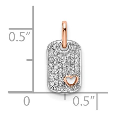 14K Two-Tone Gold 1/7 ct tw Diamond Dog Tag Heart Pendant – view 3
