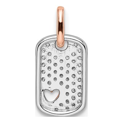 14K Two-Tone Gold 1/7 ct tw Diamond Dog Tag Heart Pendant – view 4