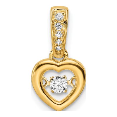 14K Yellow Gold 1/10 ct tw Diamond Heart Pendant