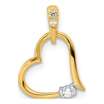 14K Two-Tone Gold 1/20 ct tw Diamond Heart Pendant