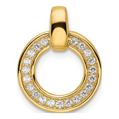 14K Yellow Gold 1/4 ct tw Diamond Circle Slide Pendant