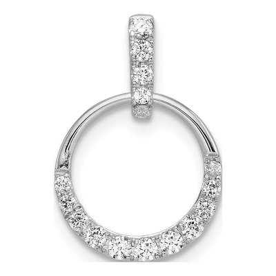 14K White Gold 1/4 ct tw Diamond Circle Pendant