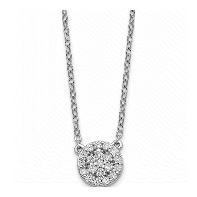 14K White Gold 1/5 ct tw Diamond Halo Cluster Necklace