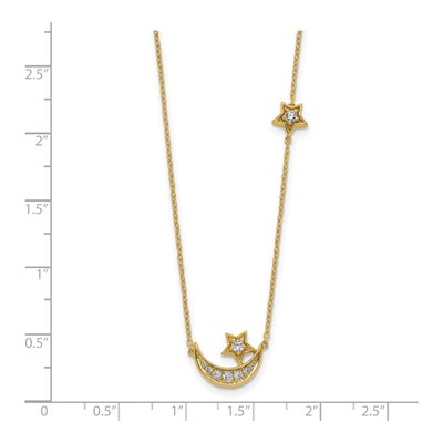 14K Yellow Gold 1/5 ct tw Diamond Moon Stars Necklace – view 4