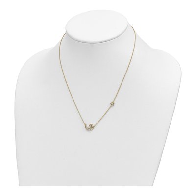 14K Yellow Gold 1/5 ct tw Diamond Moon Stars Necklace – view 5
