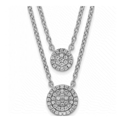 14K White Gold 1/5 ct tw Diamond Double Strand Necklace