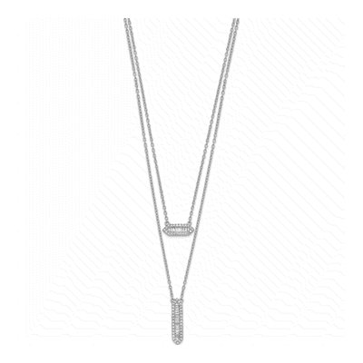 14K White Gold 3/8 ct tw Diamond Baguette Layered Necklace – view 3
