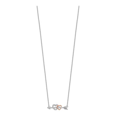 14K Two-Tone Gold 1/20 ct tw Diamond Hearts on Arrow Pendant Necklace – view 3