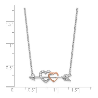 14K Two-Tone Gold 1/20 ct tw Diamond Hearts on Arrow Pendant Necklace – view 4