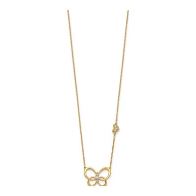 14K Yellow Gold 1/6 ct tw Diamond Butterfly Pendant Necklace – view 3