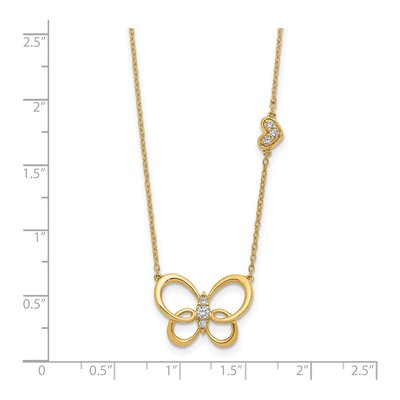 14K Yellow Gold 1/6 ct tw Diamond Butterfly Pendant Necklace – view 4