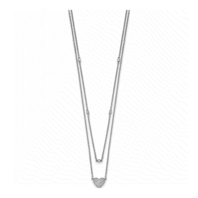 14K White Gold 1/5 ct tw Diamond Double Heart Necklace – view 3
