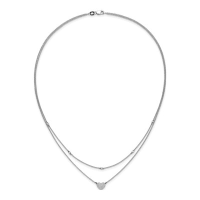 14K White Gold 1/5 ct tw Diamond Double Heart Necklace – view 5