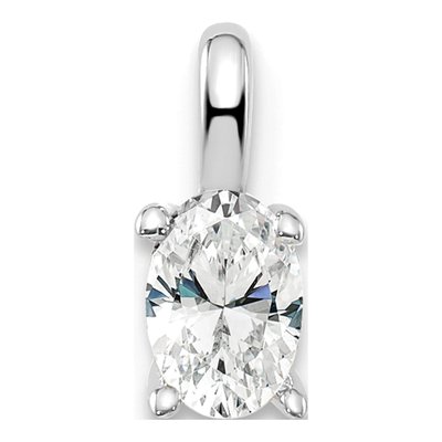 14K White Gold 1/3 ct tw Lab-Grown Diamond Oval Solitaire Pendant