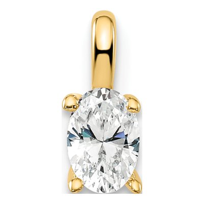 14K Yellow Gold 1/3 ct tw Lab-Grown Diamond Oval Pendant