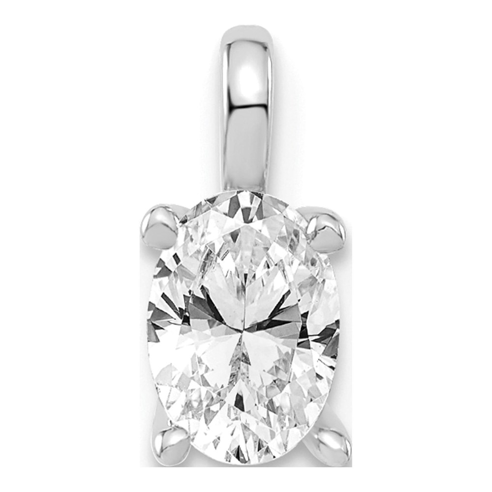 14K White Gold 1/2 ct tw Lab-Grown Diamond Oval Pendant