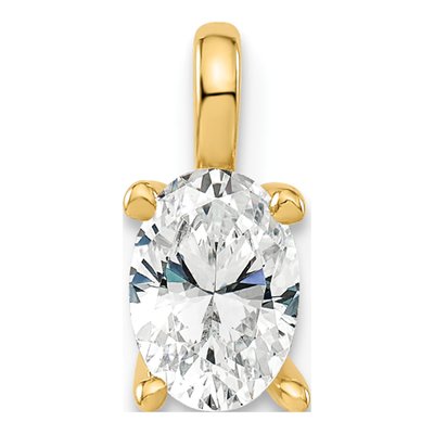 14K Yellow Gold 1/2 ct tw Lab-Grown Diamond Oval Solitaire Pendant