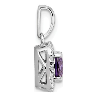 14K White Gold 1/4 ct tw Amethyst & Lab-Grown Diamond Halo Pendant – view 2