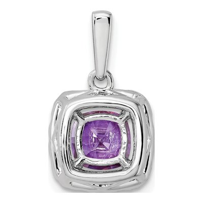 14K White Gold 1/4 ct tw Amethyst & Lab-Grown Diamond Halo Pendant – view 3