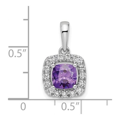 14K White Gold 1/4 ct tw Amethyst & Lab-Grown Diamond Halo Pendant – view 4