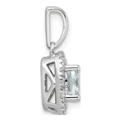14K White Gold 1/4 ct tw Aquamarine & Lab-Grown Diamond Halo Pendant – view 2