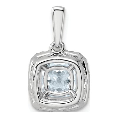 14K White Gold 1/4 ct tw Aquamarine & Lab-Grown Diamond Halo Pendant – view 3