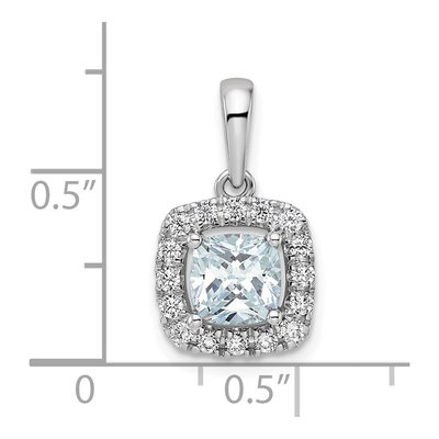 14K White Gold 1/4 ct tw Aquamarine & Lab-Grown Diamond Halo Pendant – view 4