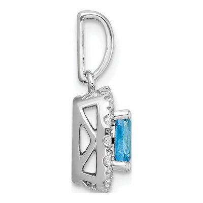 14K White Gold 1/4 ct tw Swiss Blue Topaz & Lab-Grown Diamond Halo Pendant – view 2