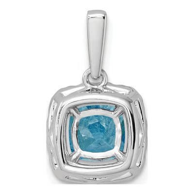 14K White Gold 1/4 ct tw Swiss Blue Topaz & Lab-Grown Diamond Halo Pendant – view 3