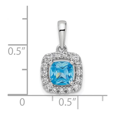 14K White Gold 1/4 ct tw Swiss Blue Topaz & Lab-Grown Diamond Halo Pendant – view 4