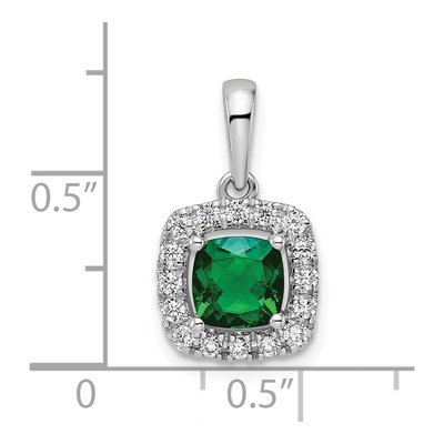 14K White Gold 1/4 ct tw Lab-Created Emerald & Lab-Grown Diamond Halo Pendant – view 4