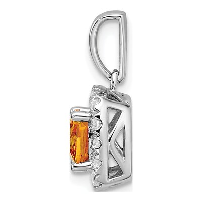 14K White Gold 1/4 ct tw Citrine & Lab-Grown Diamond Halo Pendant – view 2