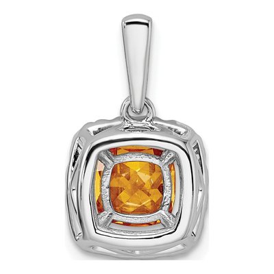 14K White Gold 1/4 ct tw Citrine & Lab-Grown Diamond Halo Pendant – view 3
