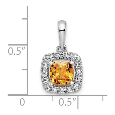 14K White Gold 1/4 ct tw Citrine & Lab-Grown Diamond Halo Pendant – view 4
