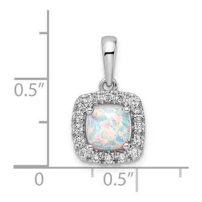 14K White Gold 1/4 ct tw Opal & Lab-Grown Diamond Halo Pendant – view 4