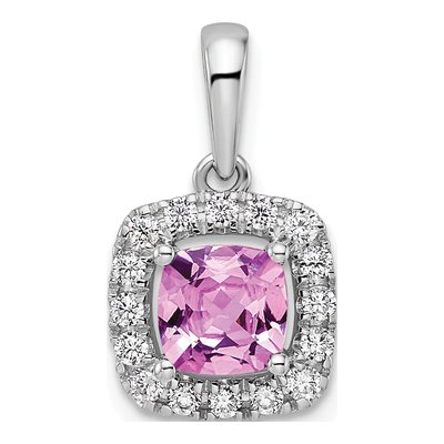 14K White Gold 1/4 ct tw Lab-Grown Diamond Halo Pendant