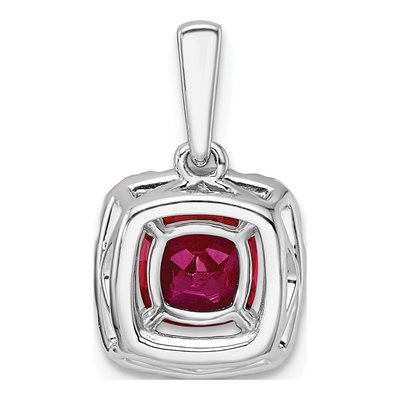 14K White Gold 1/4 ct tw Lab-Created Ruby & Lab-Grown Diamond Halo Pendant – view 3